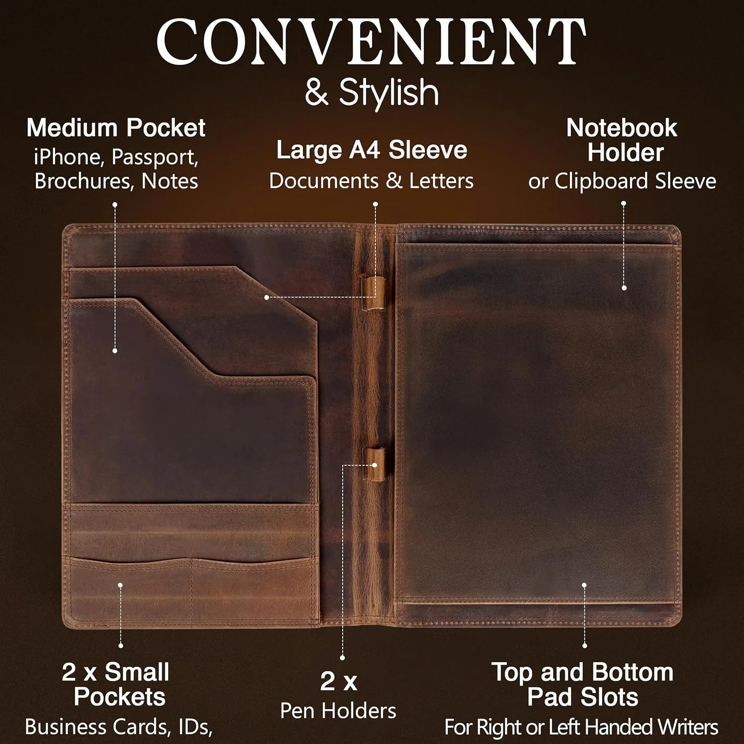 Vintage Leather Padfolio - 10x13" - Image 5