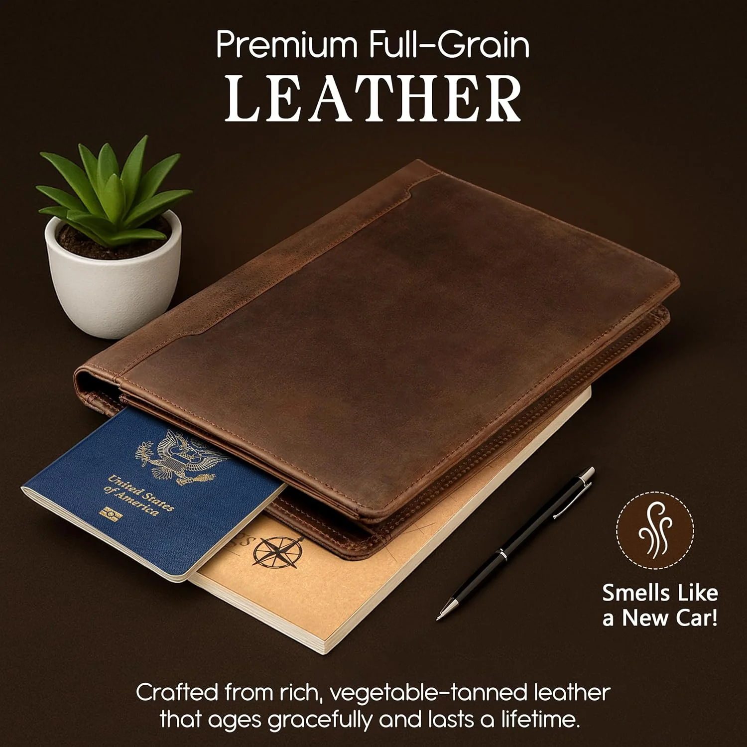 Vintage Leather Padfolio - 10x13" - Image 6