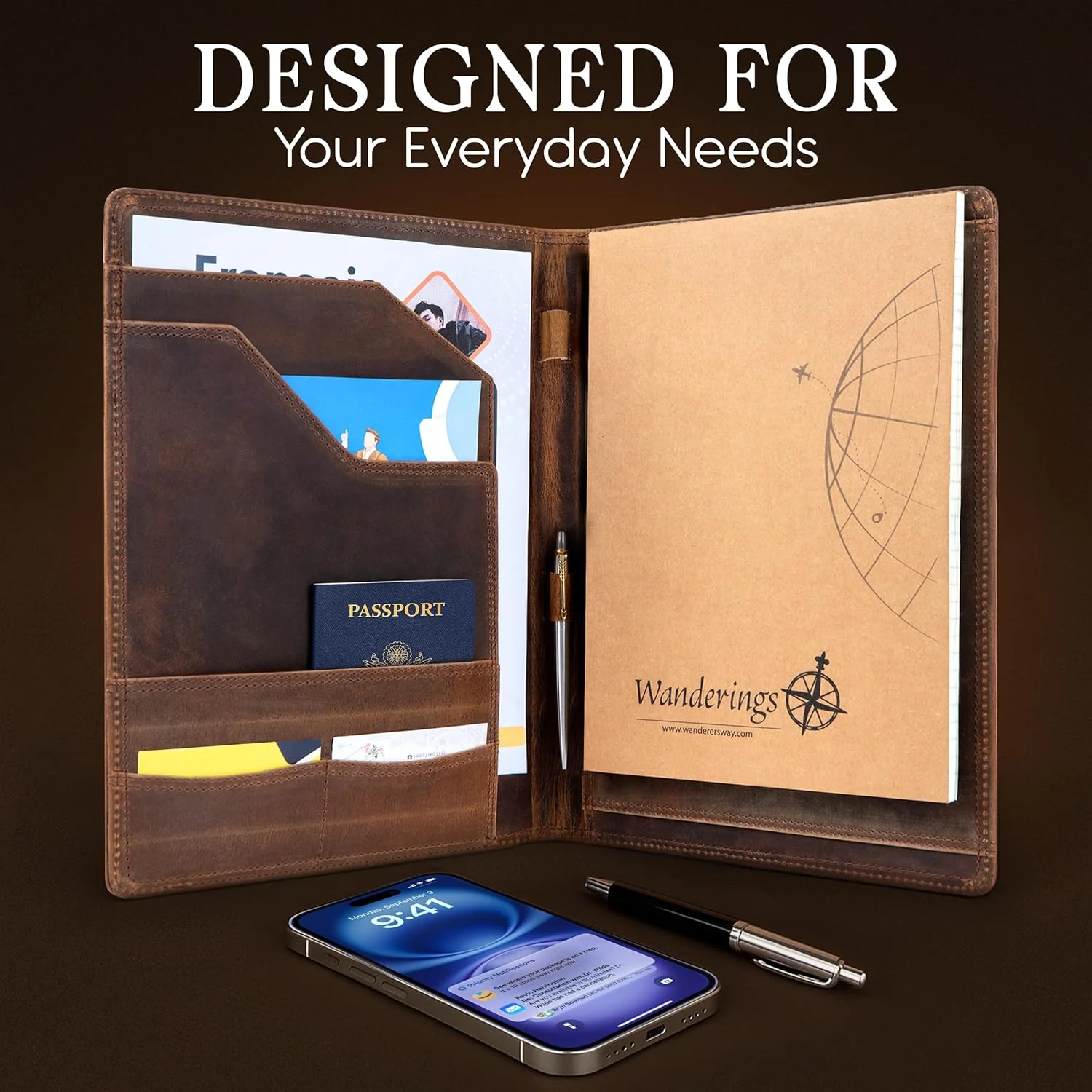 Vintage Leather Padfolio - 10x13" - Image 7