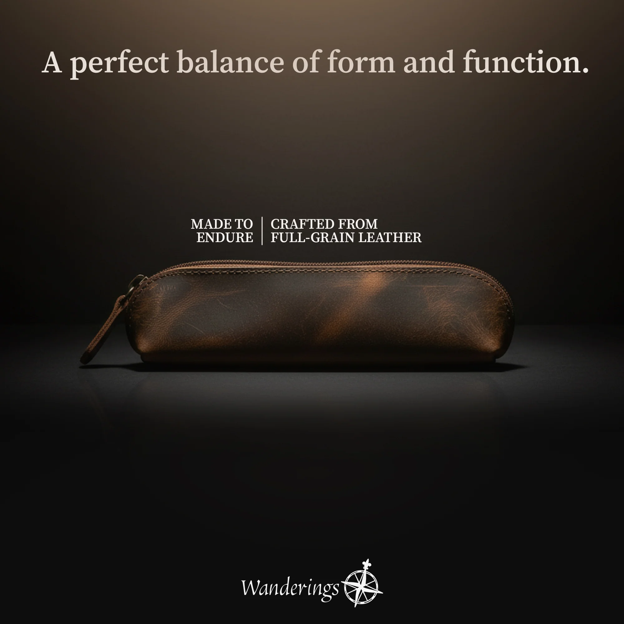 Vintage Leather Pencil Pouch Case – 7" Round – Hand Crafted Functional Brown Leather Zipper Pouch - Round Pencil Case Holder for Men and Women - Image 7