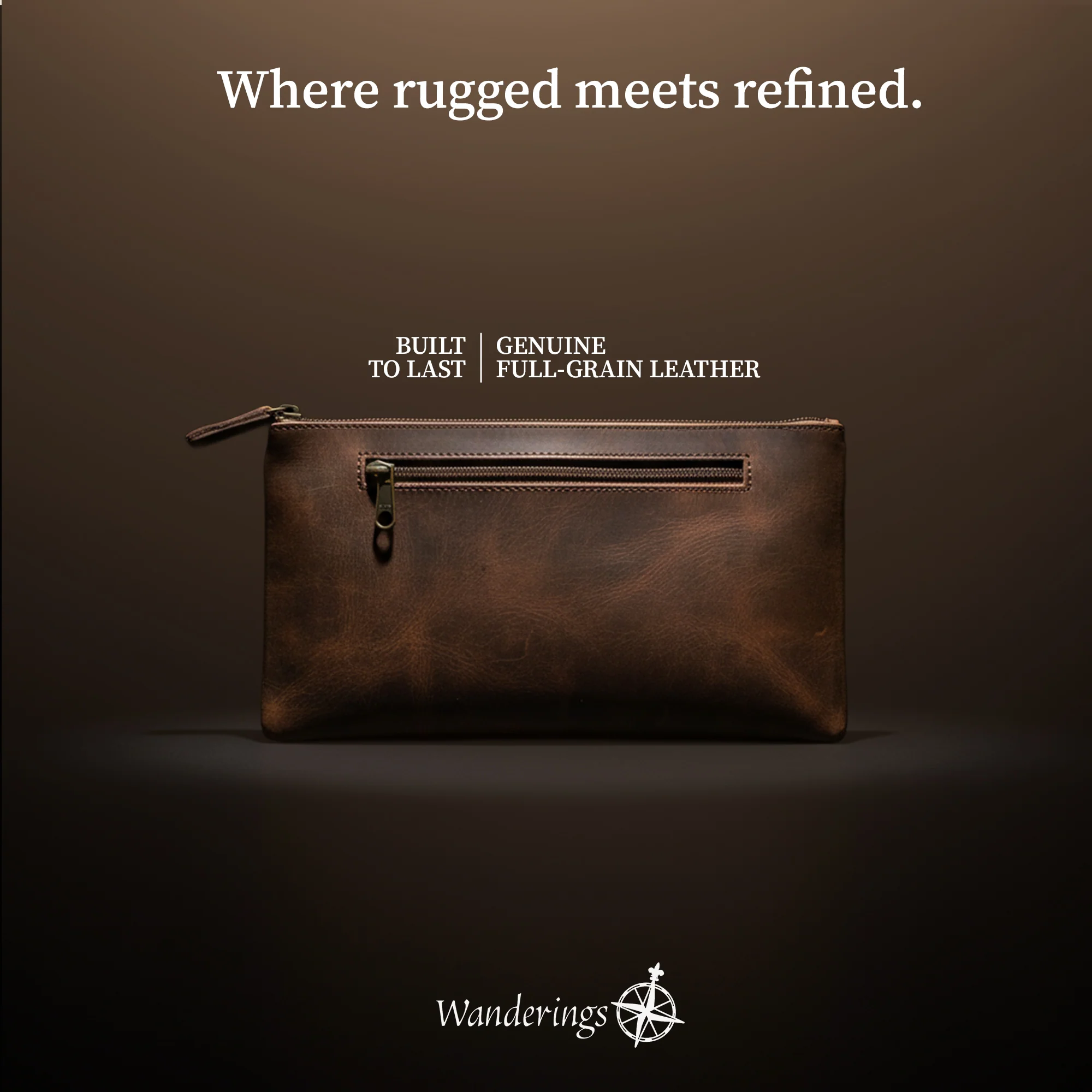 Vintage Leather Pencil Pouch Case - Large 6.5x11" / 16x28 cm - Hand Crafted Functional Brown Leather Zipper Pouch - Image 9