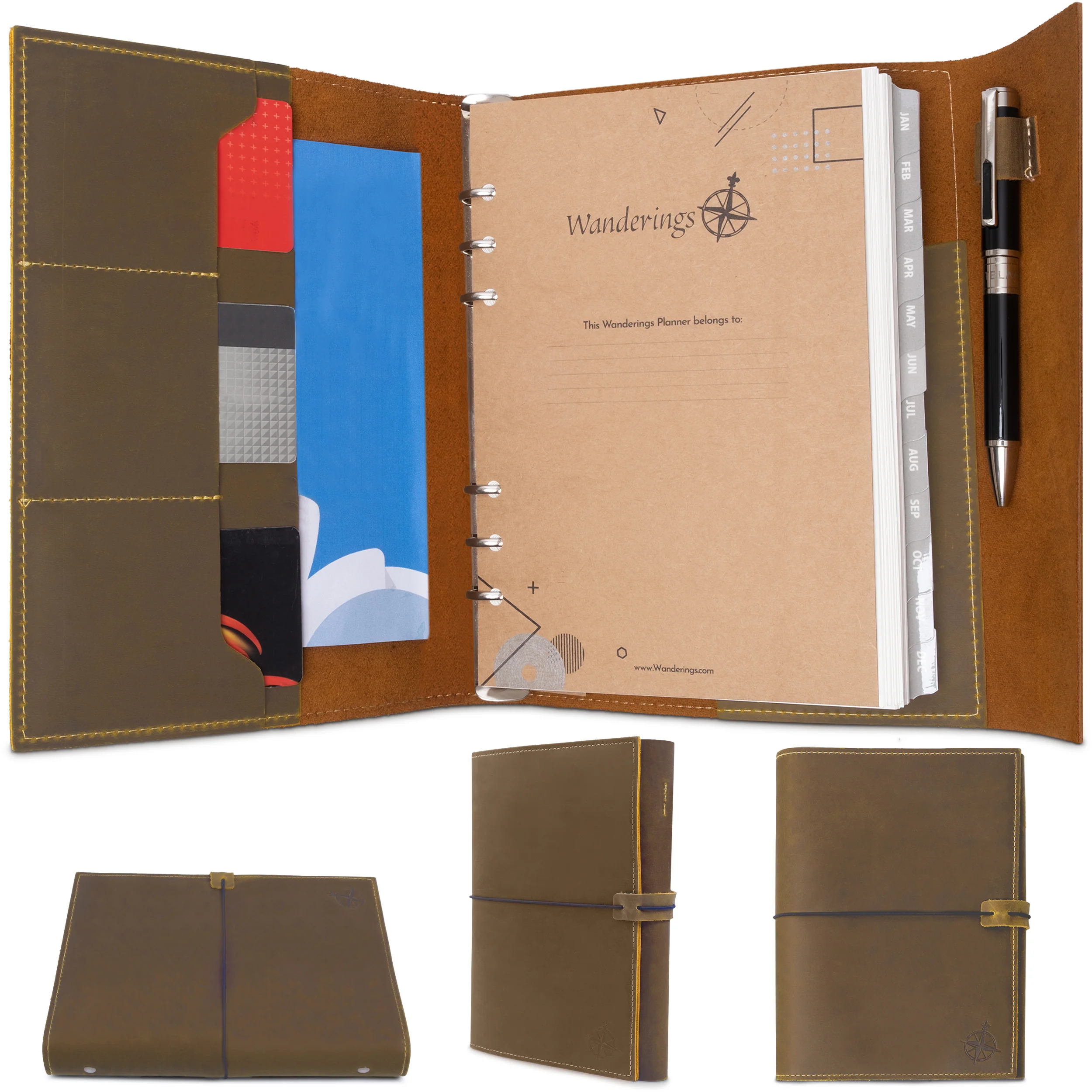 A5 Leather Planner with 16-Month Dated Calendar —  Refillable 6-Ring Binder with Inner Pockets - Image 7