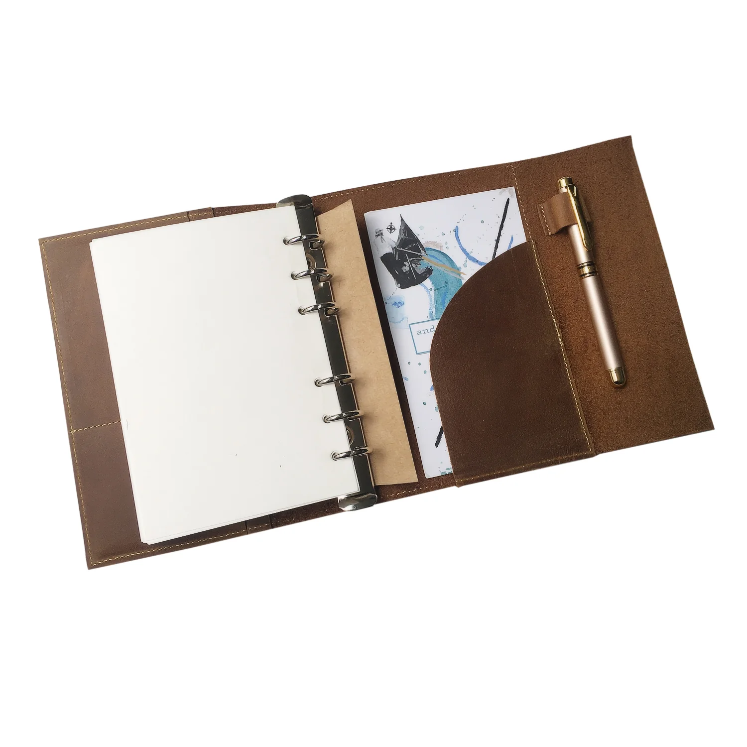 A5 Leather Planner with 16-Month Dated Calendar —  Refillable 6-Ring Binder with Inner Pockets - Image 9