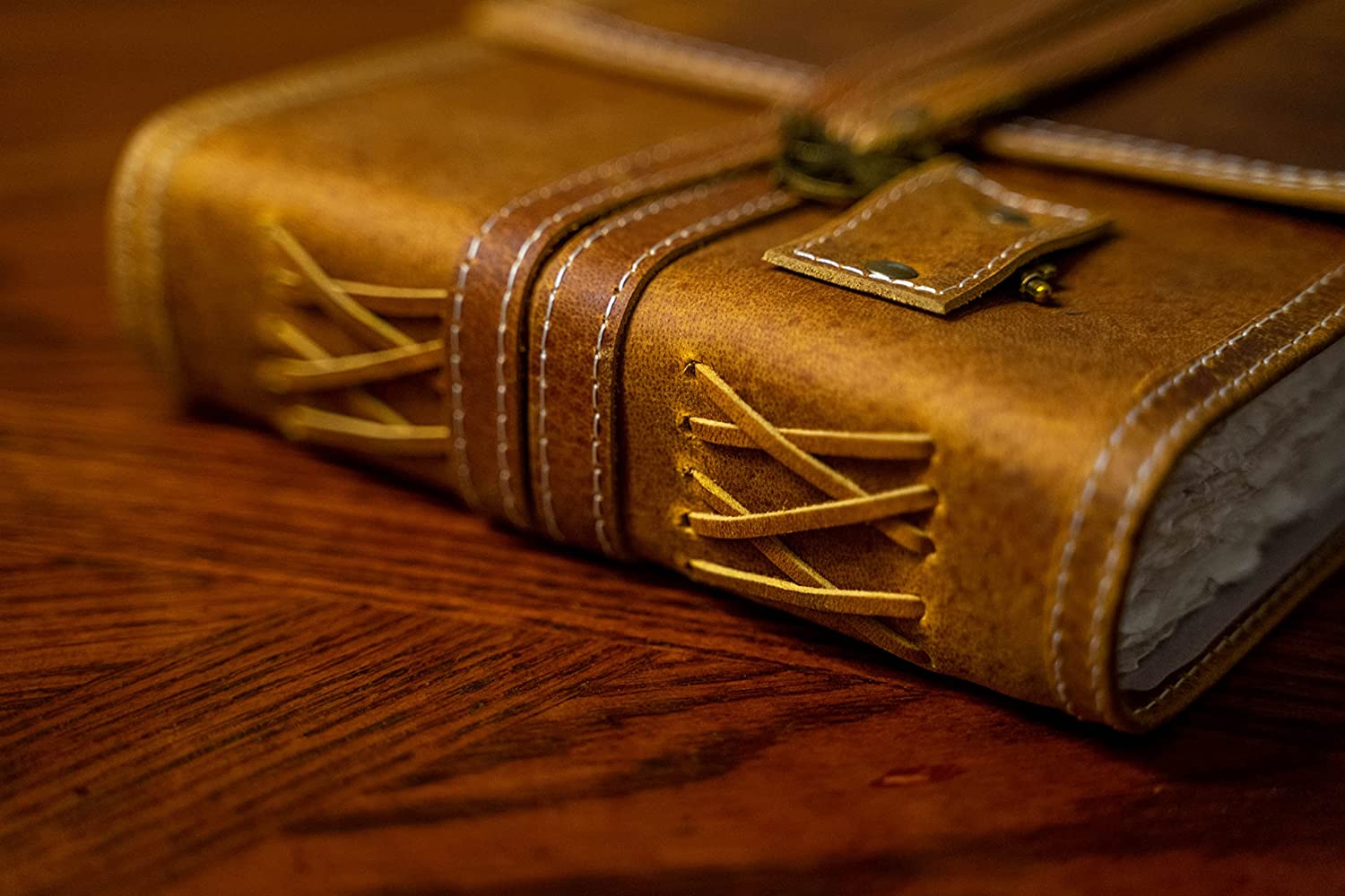 Brown Leather Watercolor Journal with Handmade Deckle Edge Paper - 350 GSM | 6"x8" / 8"x10" - Image 6