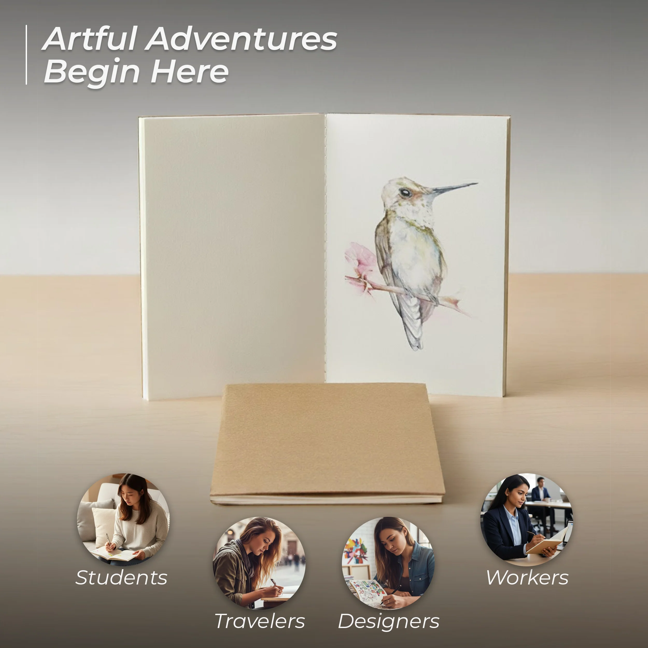 300 GSM Watercolor Paper Inserts with Deckle Edge for Travelers Notebooks - 3 Sizes - Image 3