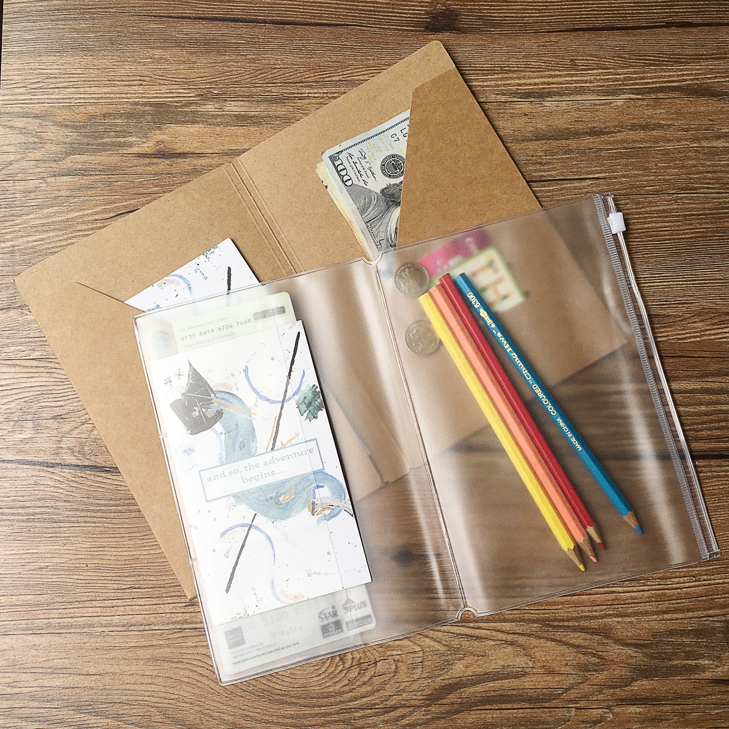 Zipper Case and Kraft Card Sleeve Holder Travelers Journal Accessories Pack 2-Pack for Refillable Travel Journals - A5 Size - 8.25 x 5.25 - Image 8